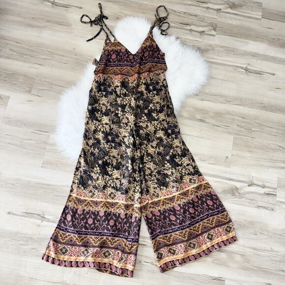 Free People Leona Jumpsuit Boho Tie Straps Wide Leg XS - Picture 2 of 5